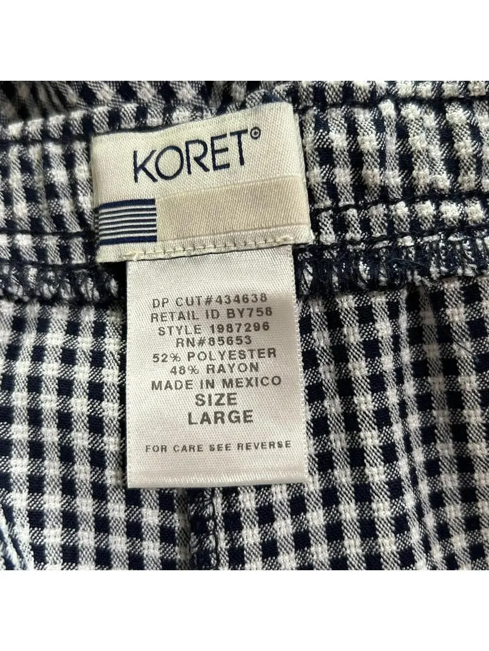 Koret Vintage 90s 2 Piece Set Gingham Shorts Embroidered Blouse Top Grandmacore